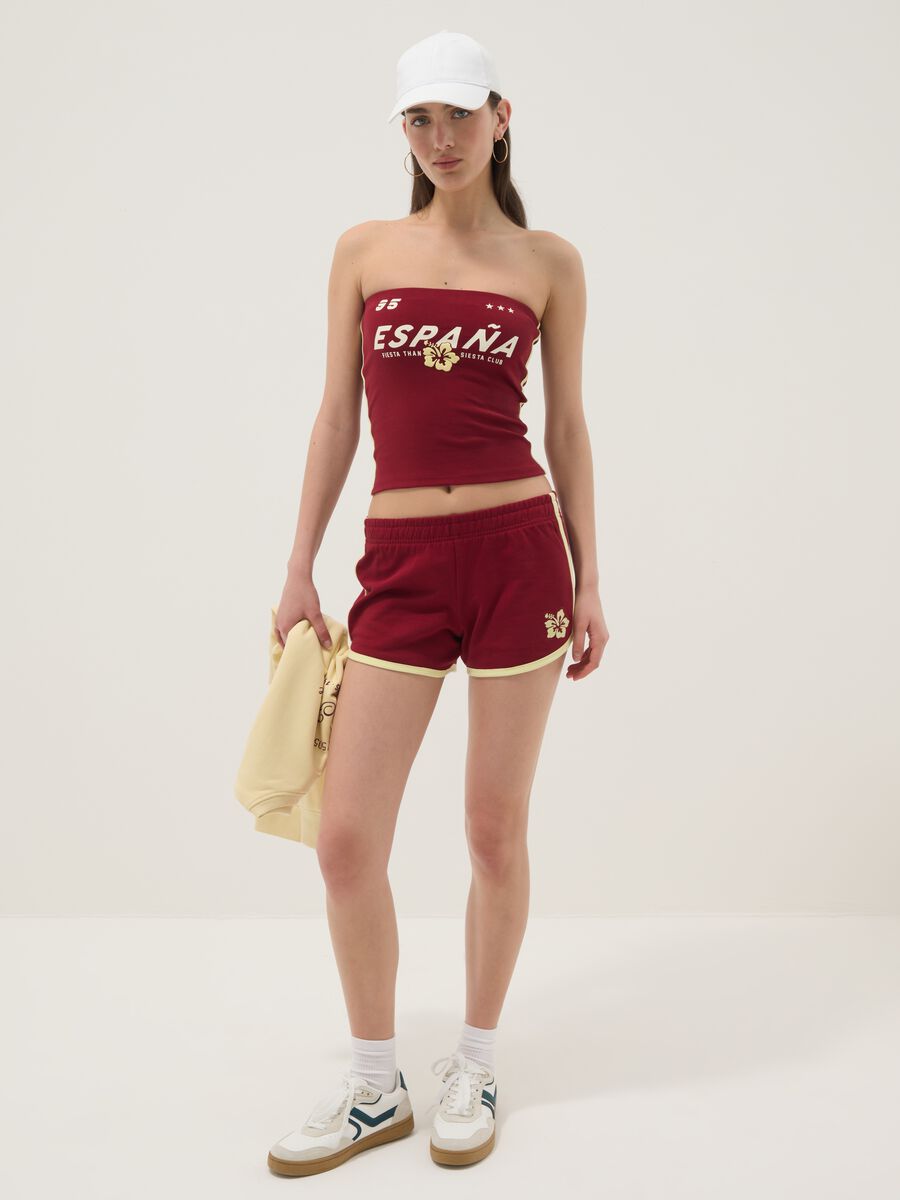 Red bandeau top in stretch cotton_2