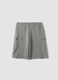 Grey pure cotton cargo bermuda shorts for boys, oversized fit_4