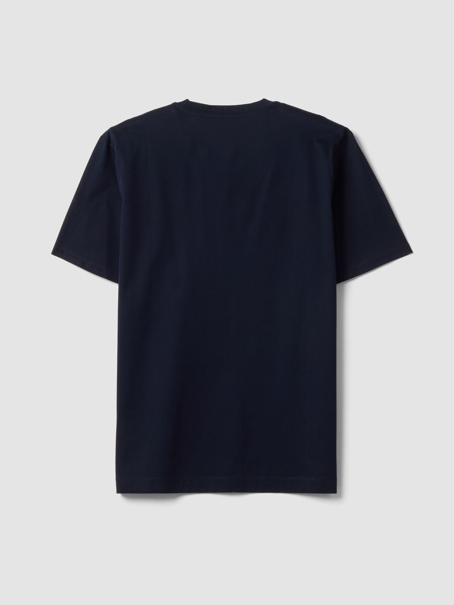 Blue pure cotton jersey T-shirt with crew neck, relaxed fit_6