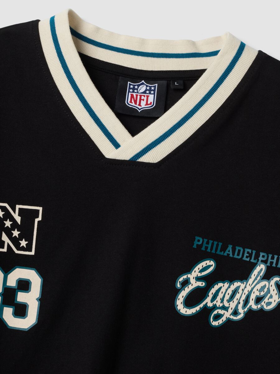 T-shirt nera in puro cotone a tema Philadelphia Eagles relaxed fit_1
