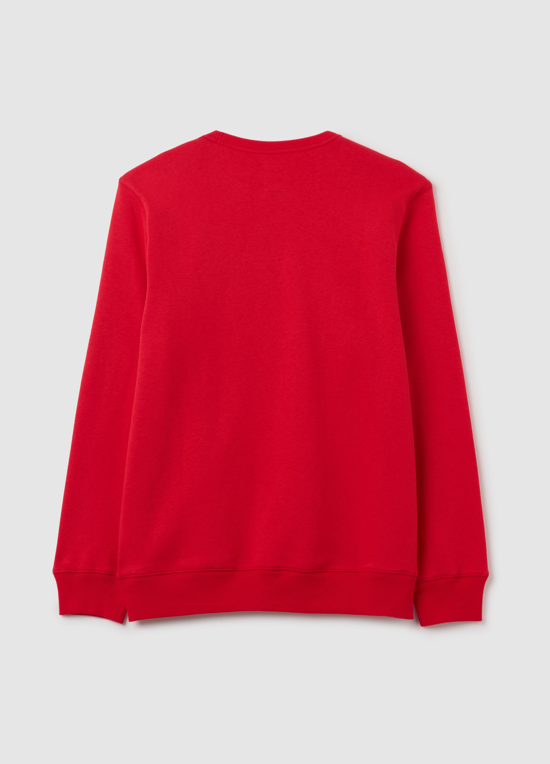 Round-neck sweatshirt with logo patch and embroidery