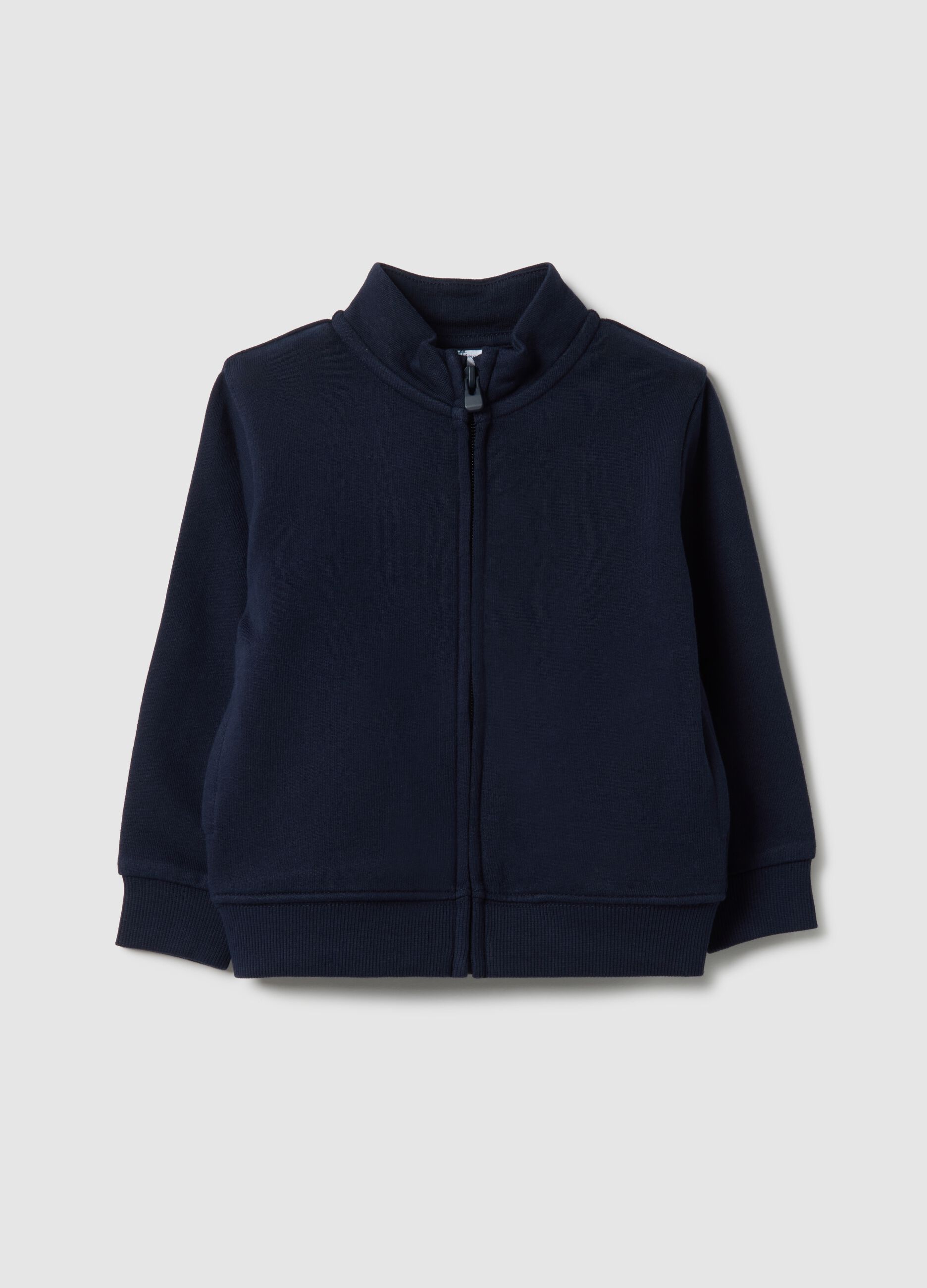 Blue pure cotton sweatshirt for boys, regular fit with zip