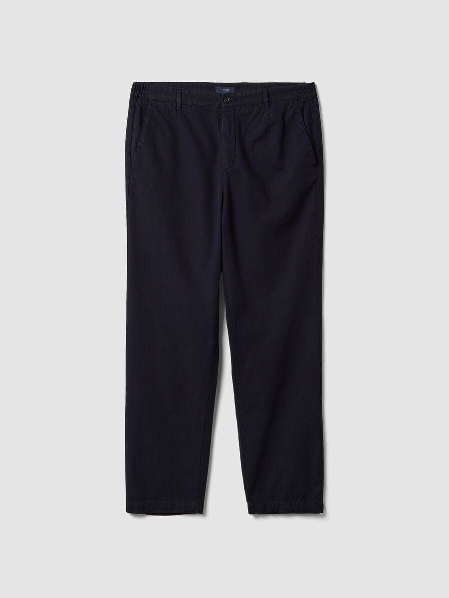 Black pure cotton carrot-fit chino trousers_0