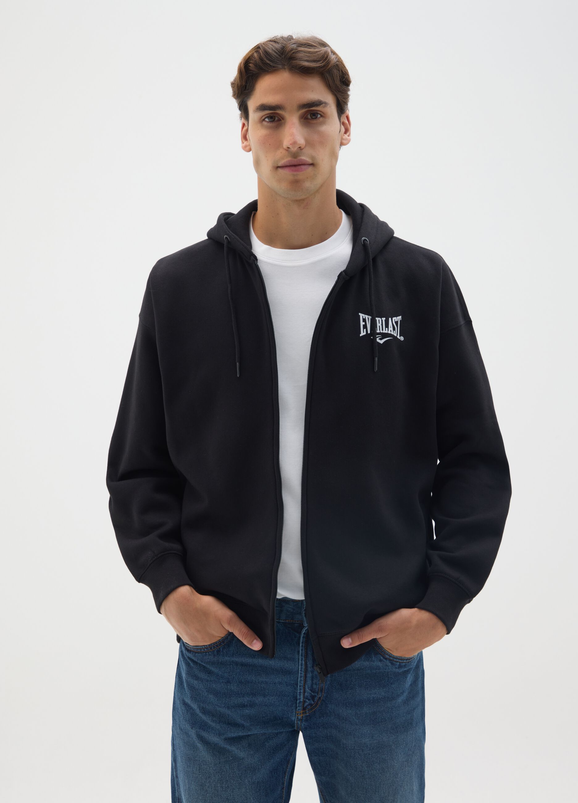 Black cotton blend sweatshirt