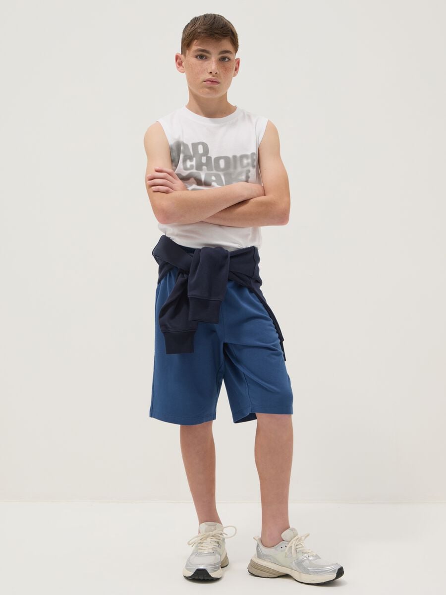 Jungen-Regular Fit blaue Shorts aus reiner Baumwolle_0