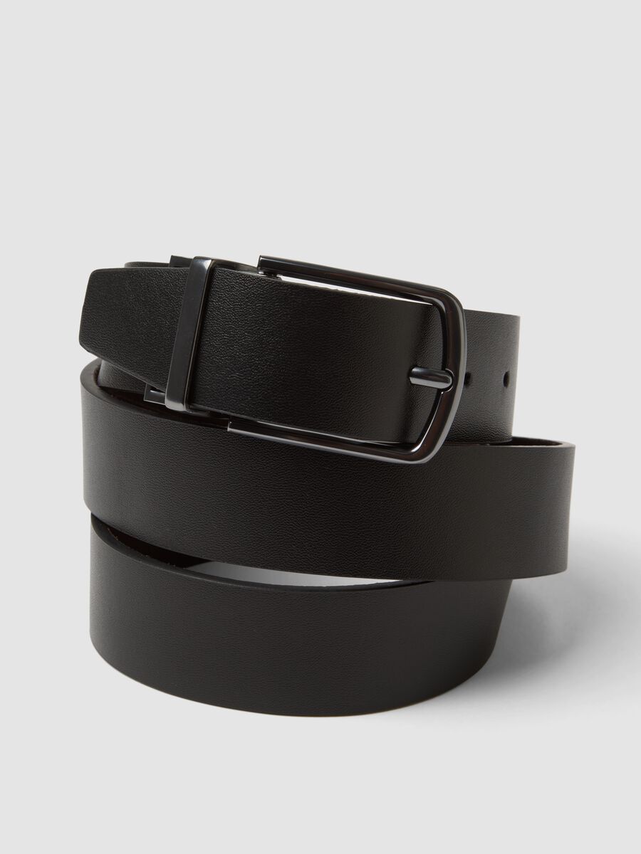 Cintura marrone reversibile in vera pelle con fibbia in metallo_2