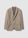 Slim fit beige check cotton blend jacket with lapel_0