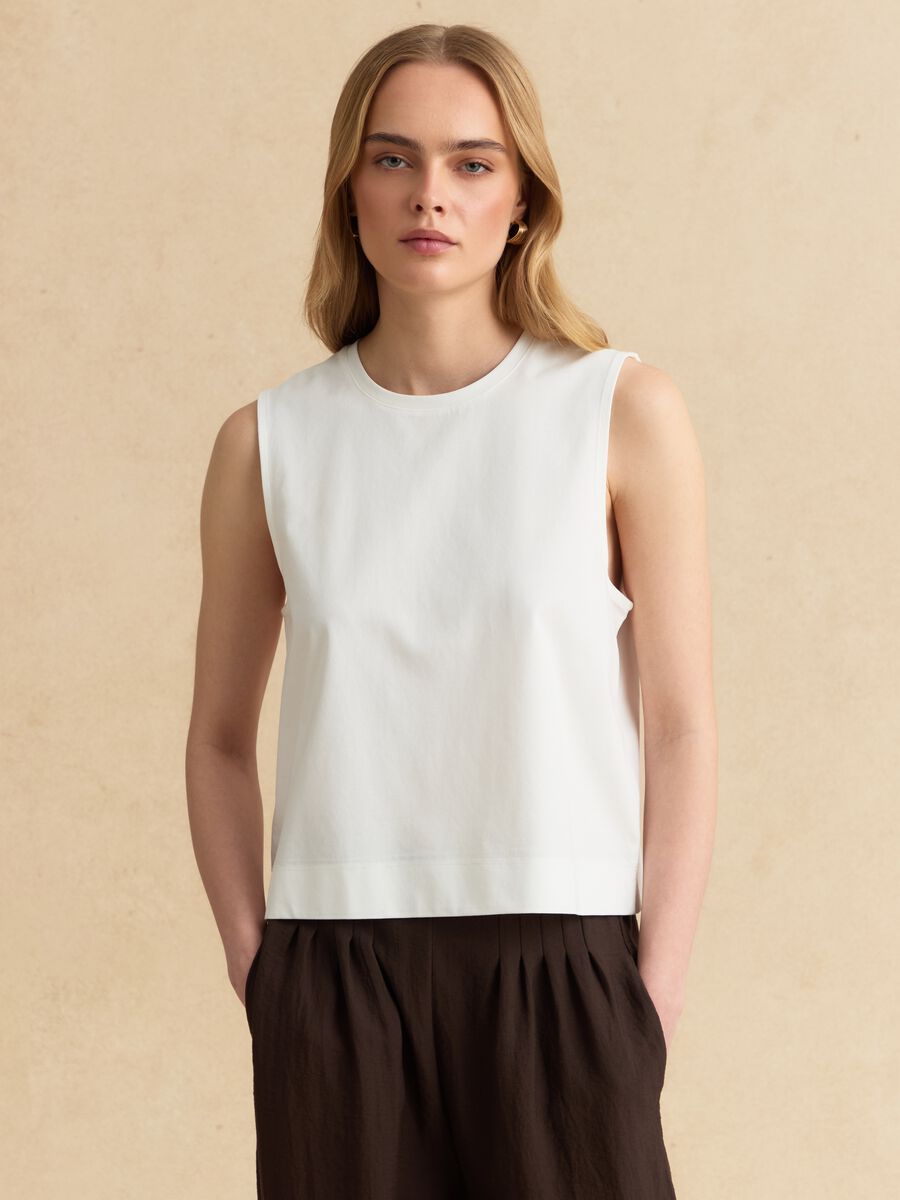 Wei&szlig;es Tanktop aus Baumwollmix_1