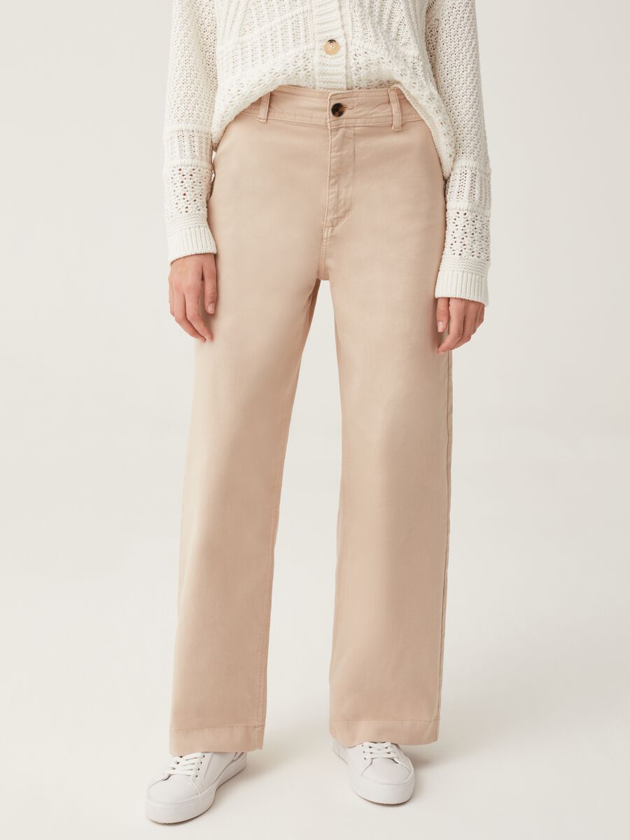 Wide-leg trousers in stretch cotton_1