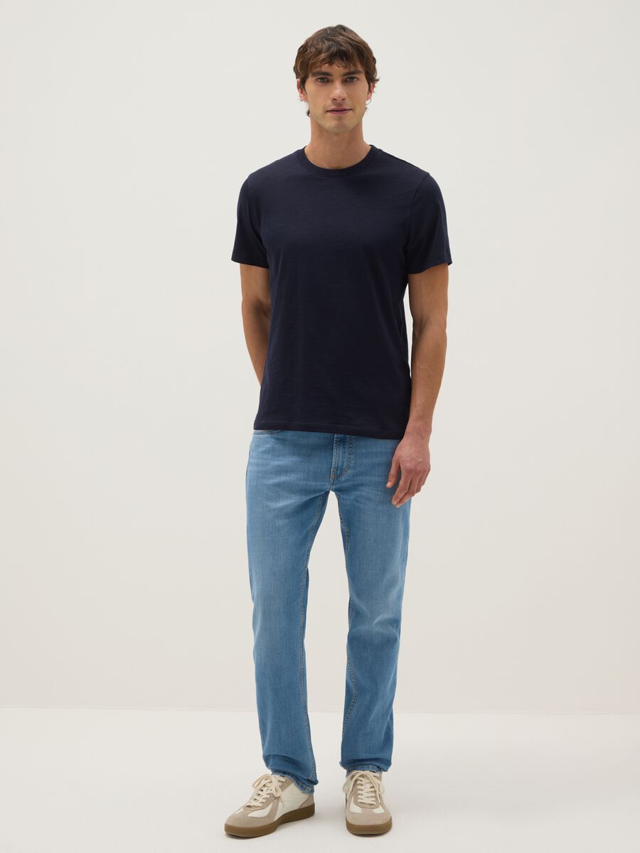 Regular Fit Blue Pure Cotton T-Shirt_1