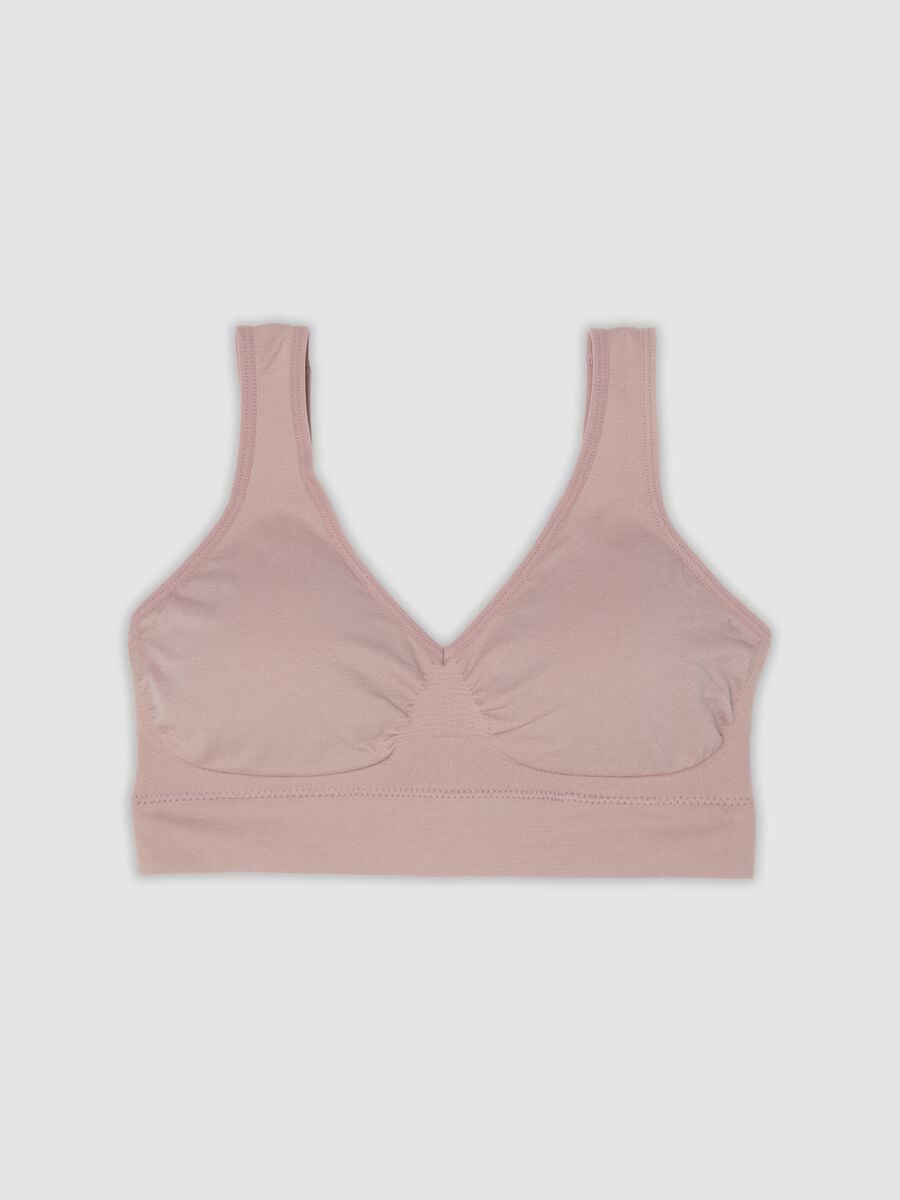 Pink stretch-fabric bra with removable padding_0