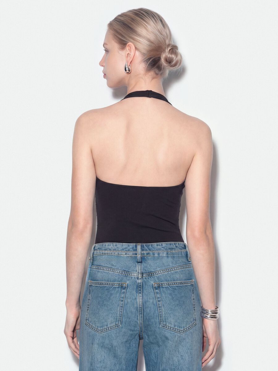 Black stretch bodysuit with rhinestones, regular fit_3