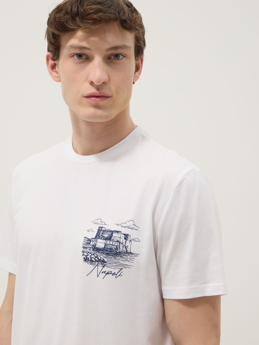 Wei&szlig;es Herren-T-Shirt aus reiner Baumwolle mit kurzen &Auml;rmeln, Regular Fit_2