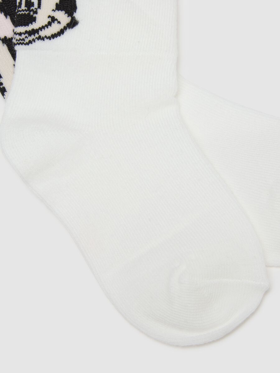 Twin pack of baby girls' multicolour cotton blend socks with Minnie embroidery_2