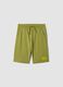 Green organic cotton Bermuda shorts with elasticated waist_0