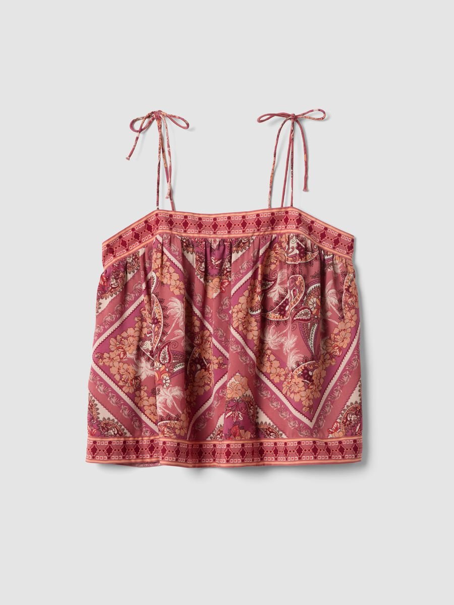 Regular-fit multicolour blouse with thin straps and floral print_0