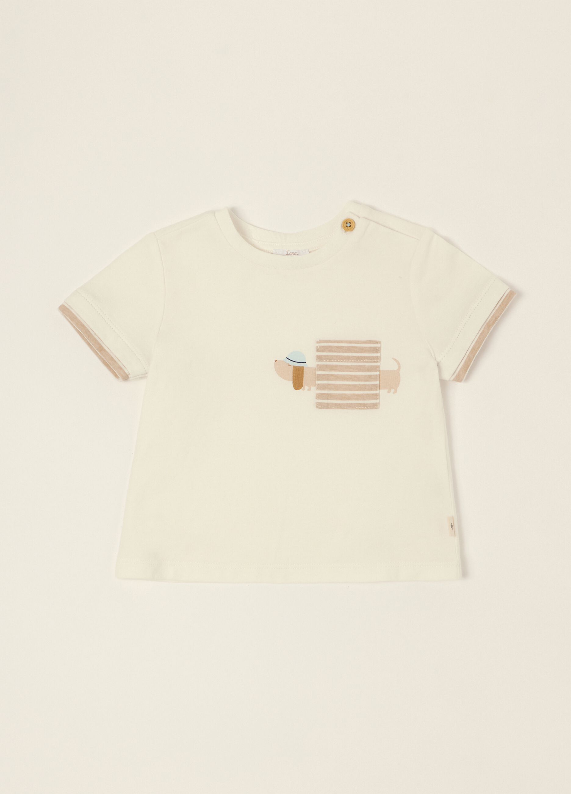 White baby regular-fit T-shirt with print in stretch cotton