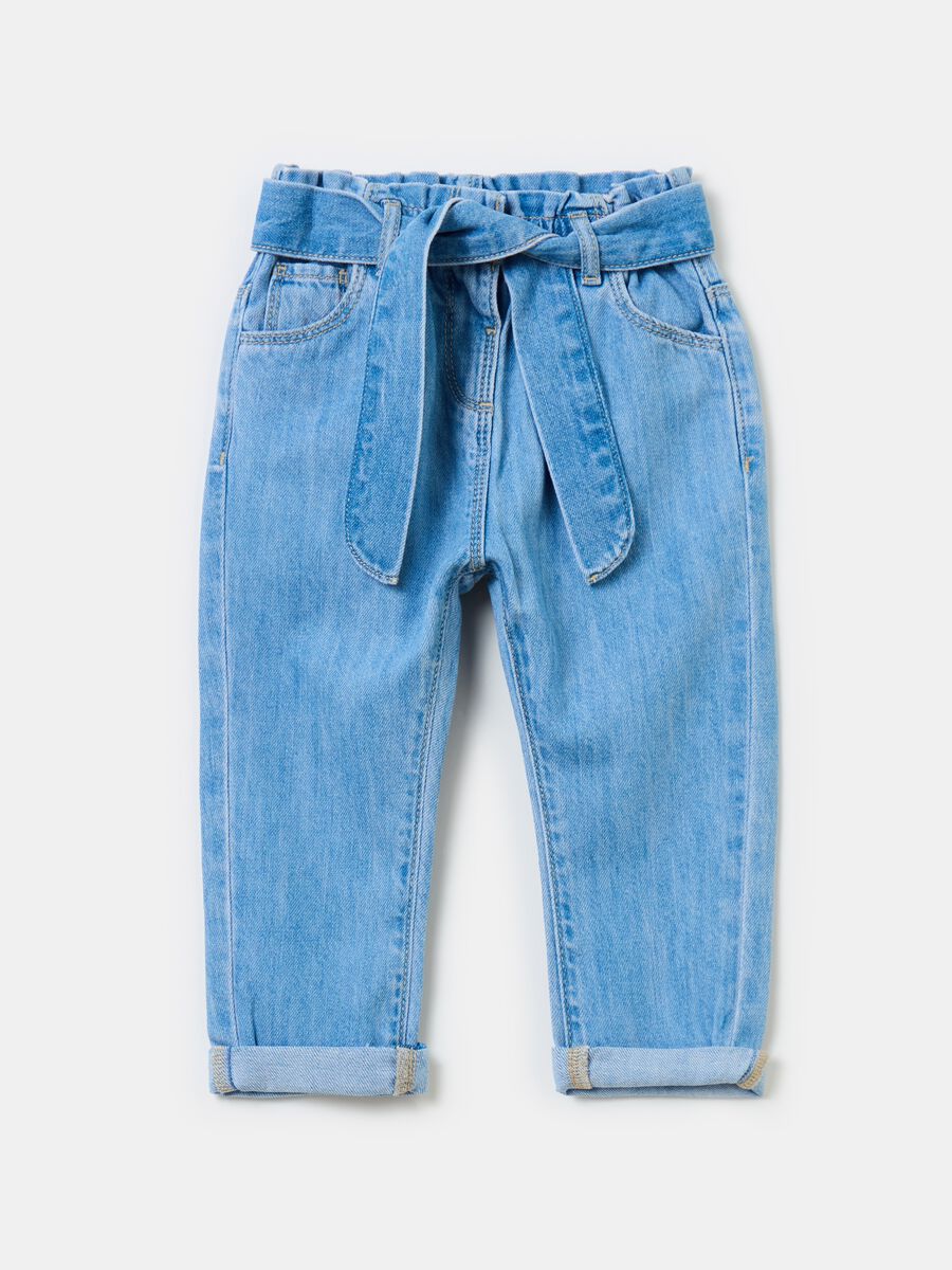 Jeans cinque tasche con cintura_0