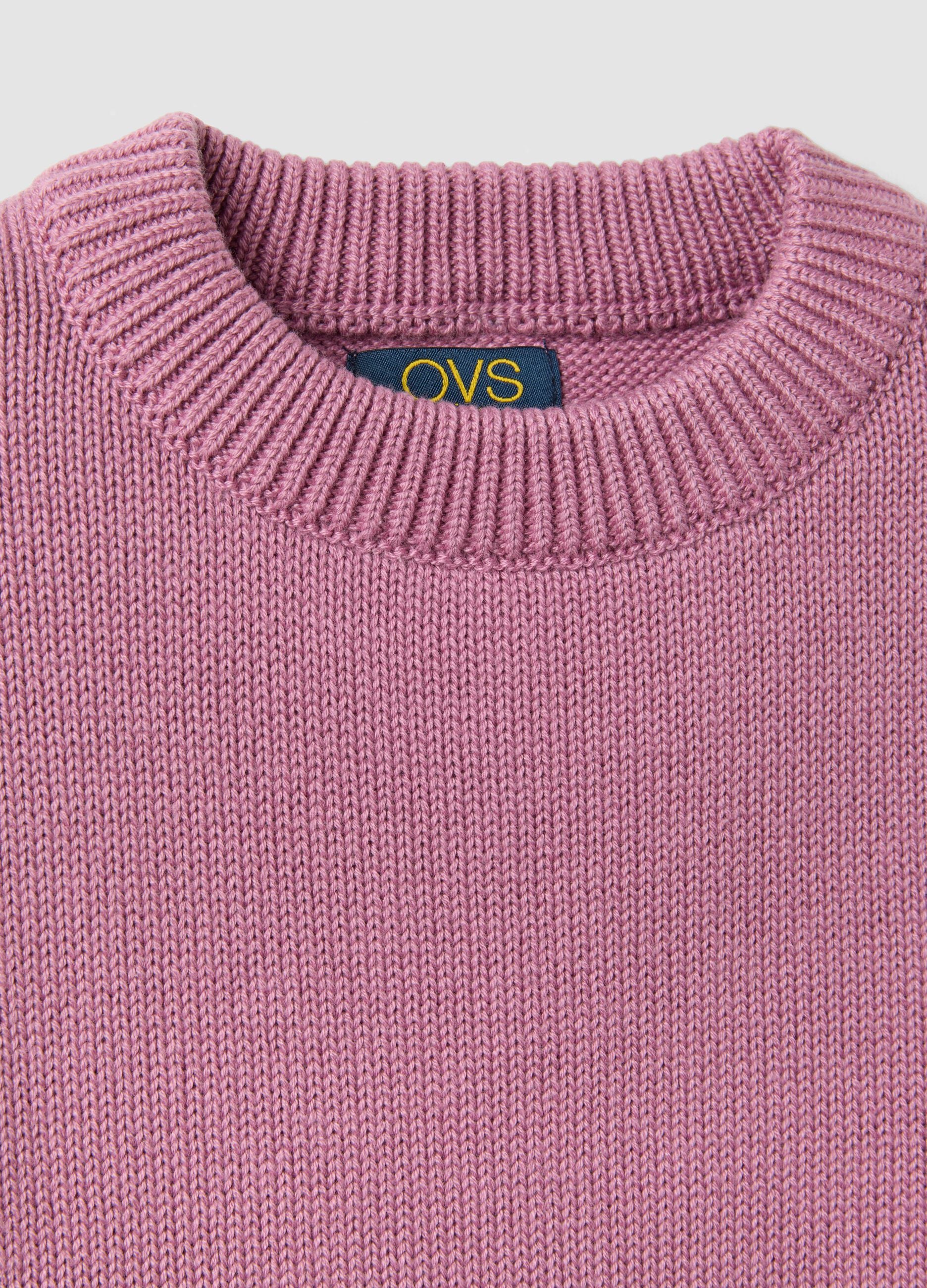 Rosa Pullover aus Baumwollmix mit Jacquard-Sternen f&uuml;r M&auml;dchen