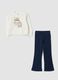 Completo jogging bianco in puro cotone con stampa gattino_0