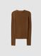 Brown ribbed viscose-blend polo-collar top_6