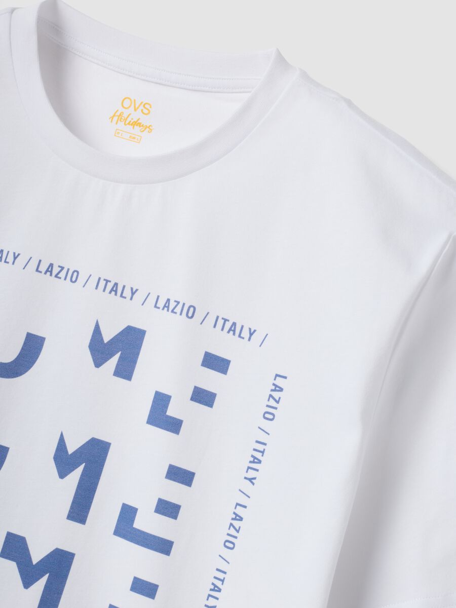 Wei&szlig;es T-Shirt aus reiner Baumwolle mit Frontprint, Regular Fit_5