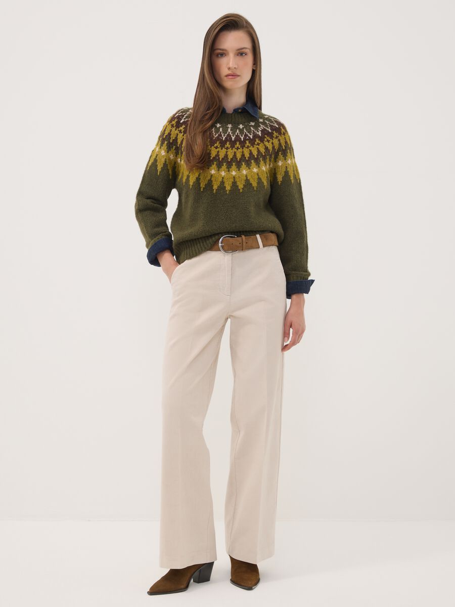 Maglia verde jacquard girocollo_2