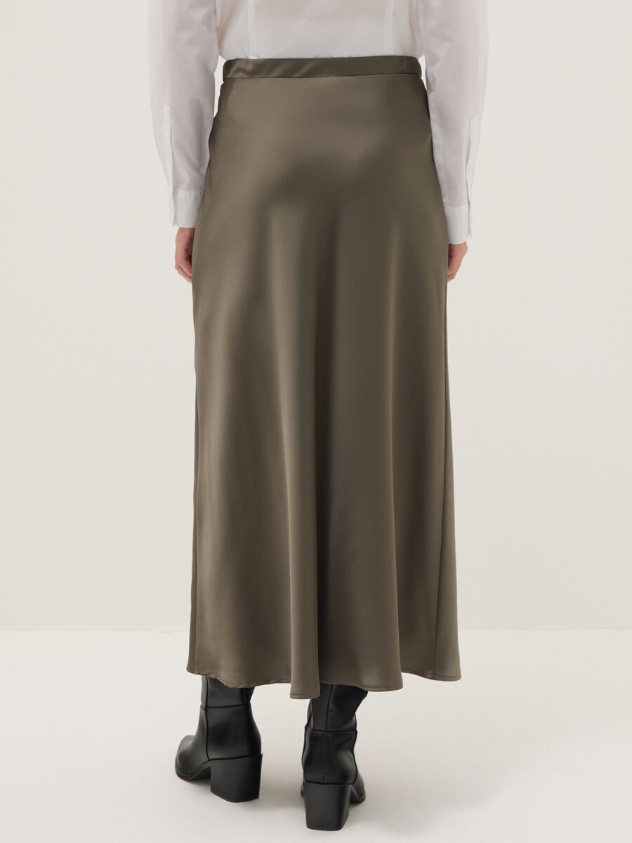 Grey satin skirt with regular fit and elastic waist_2