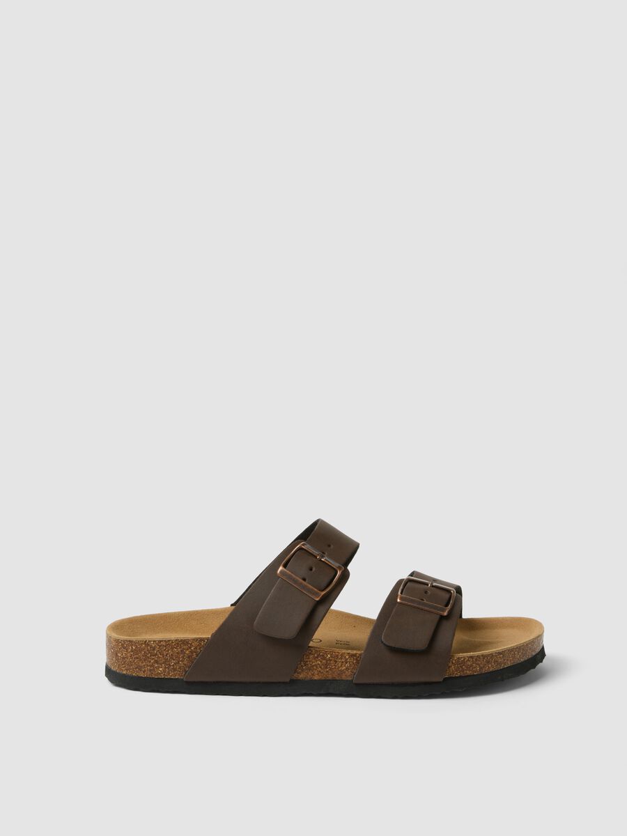 Brown double-strap sandals with buckles_0