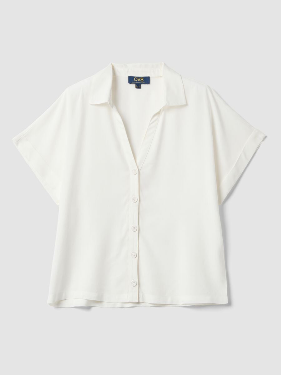 White pure viscose short-sleeve oversized shirt_4