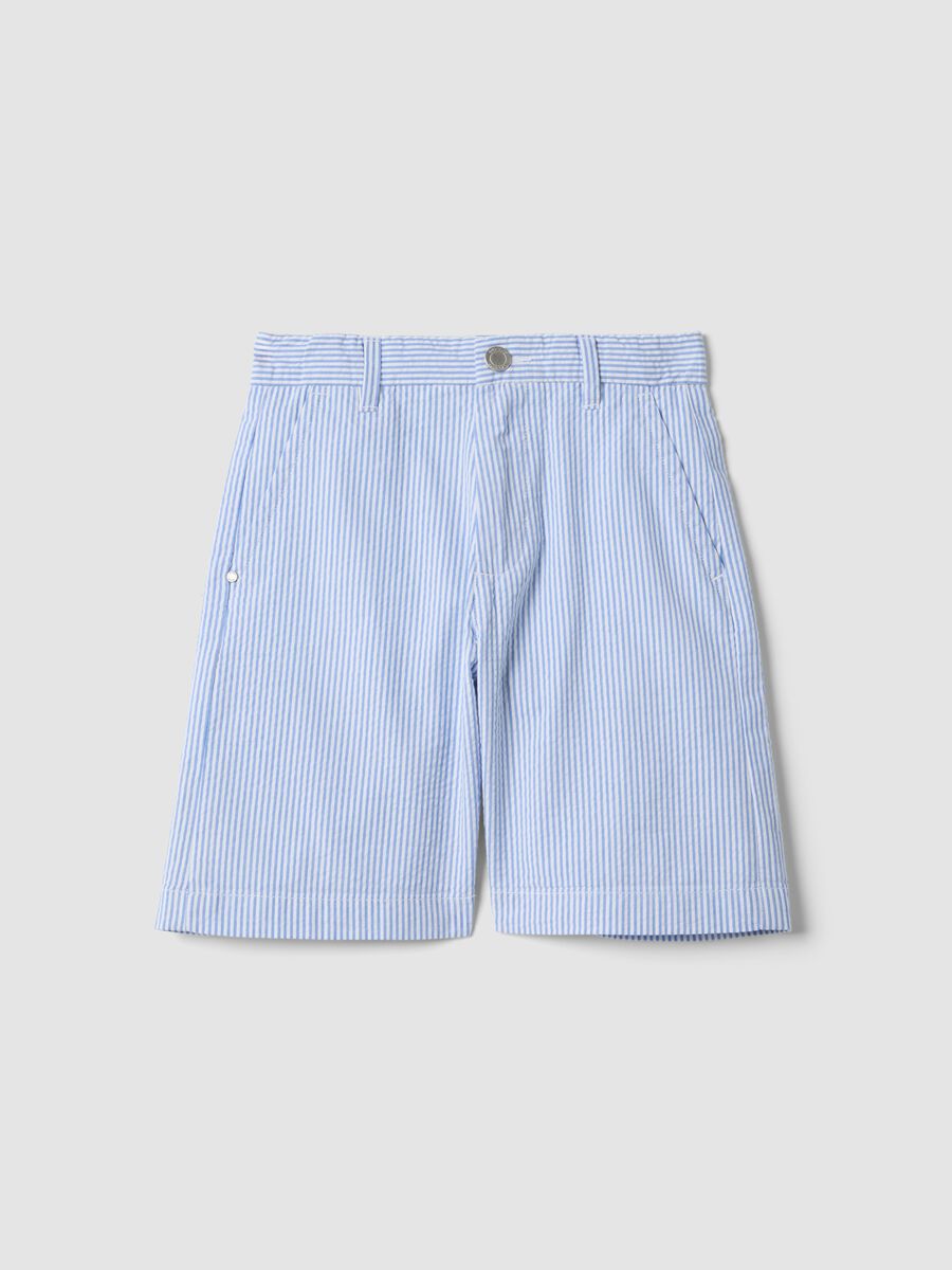 Blue striped pure cotton shorts_0