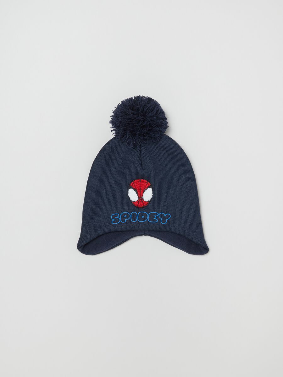 Spidey hat with pompom and ear flaps_0