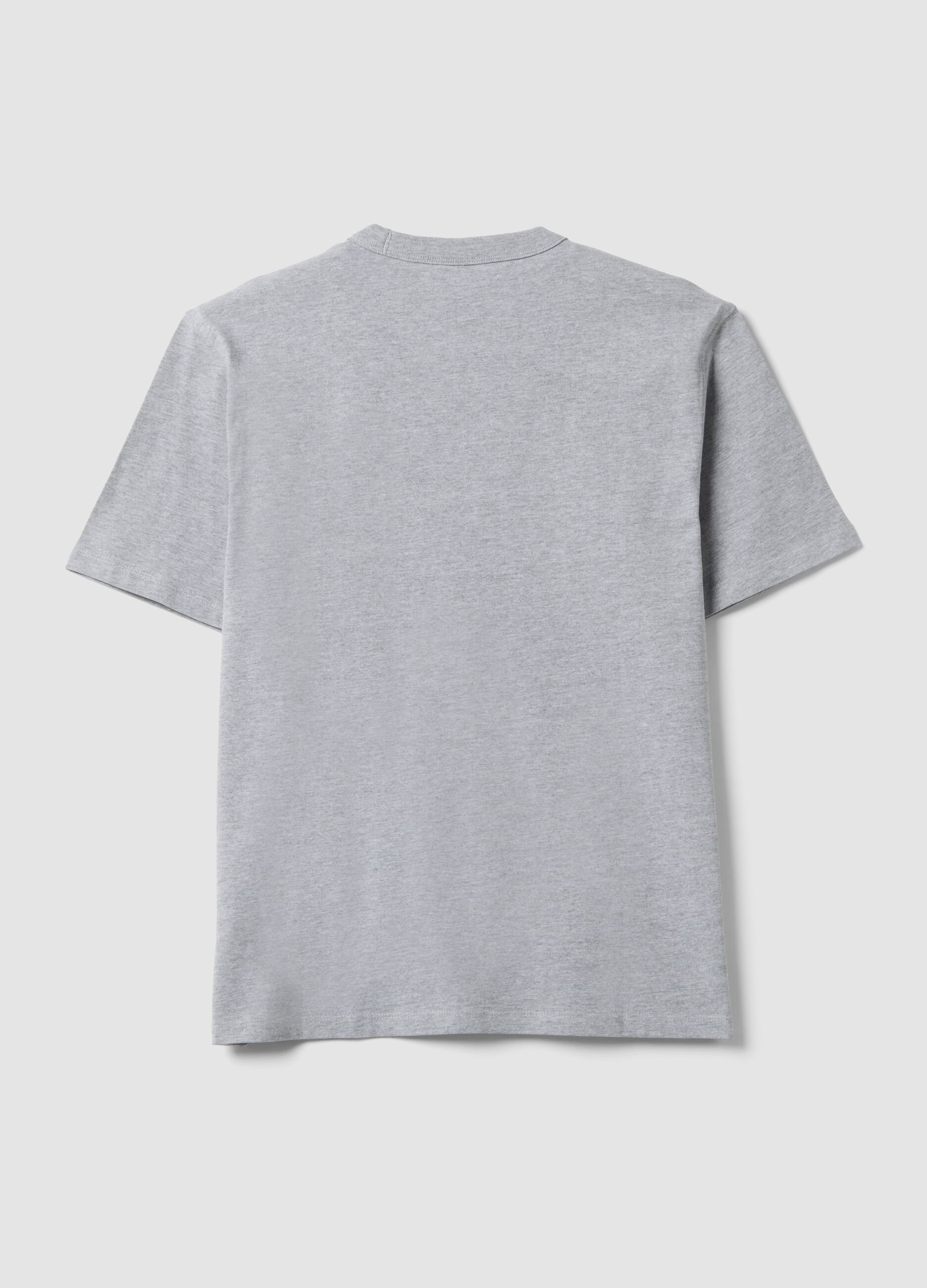 Grey pure cotton crew-neck T-shirt, relaxed fit