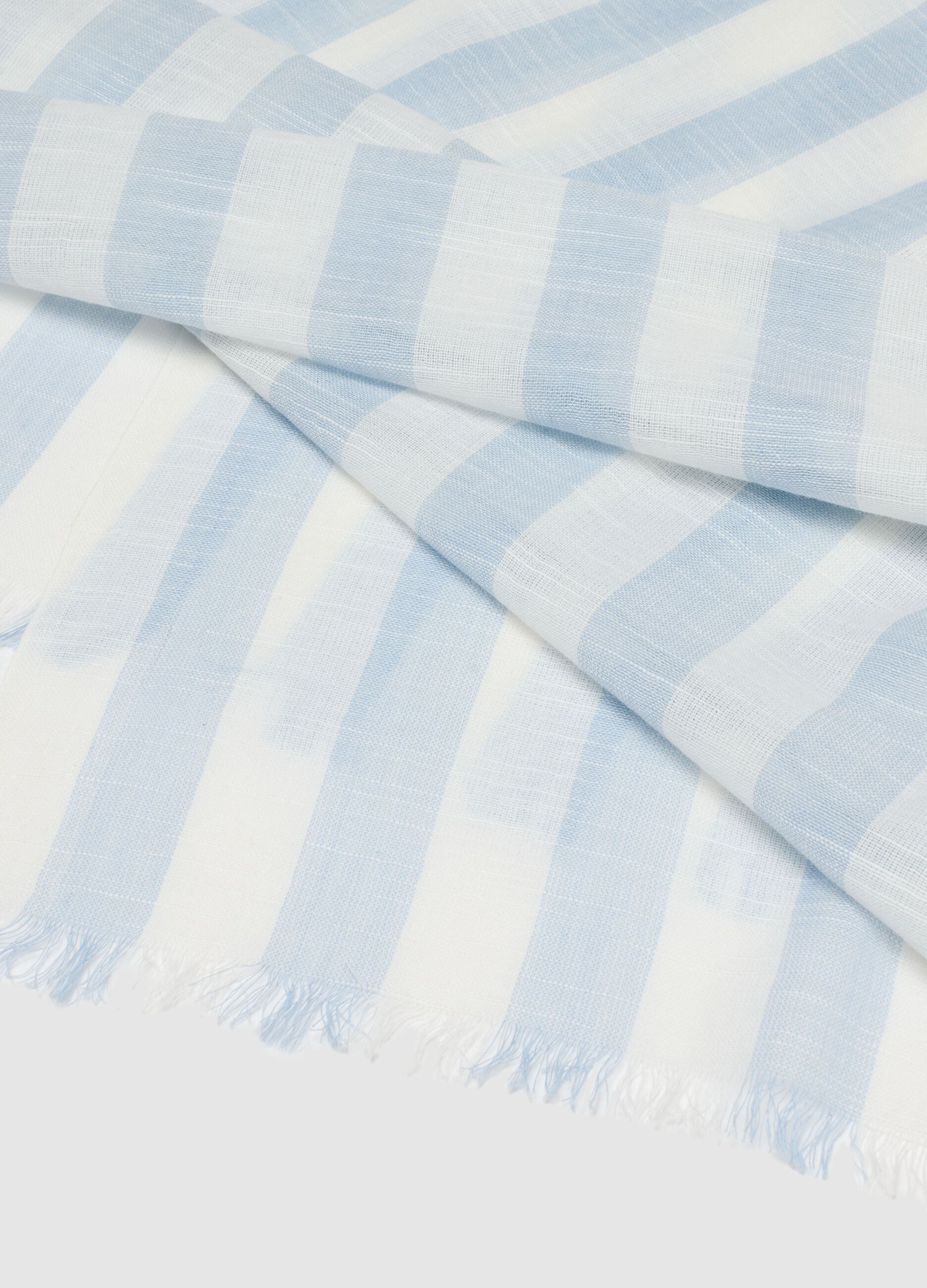 Multicoloured striped pure cotton scarf