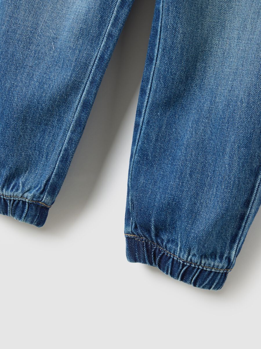 Blue Cotton Regular Fit Jog Denim for Kids_2