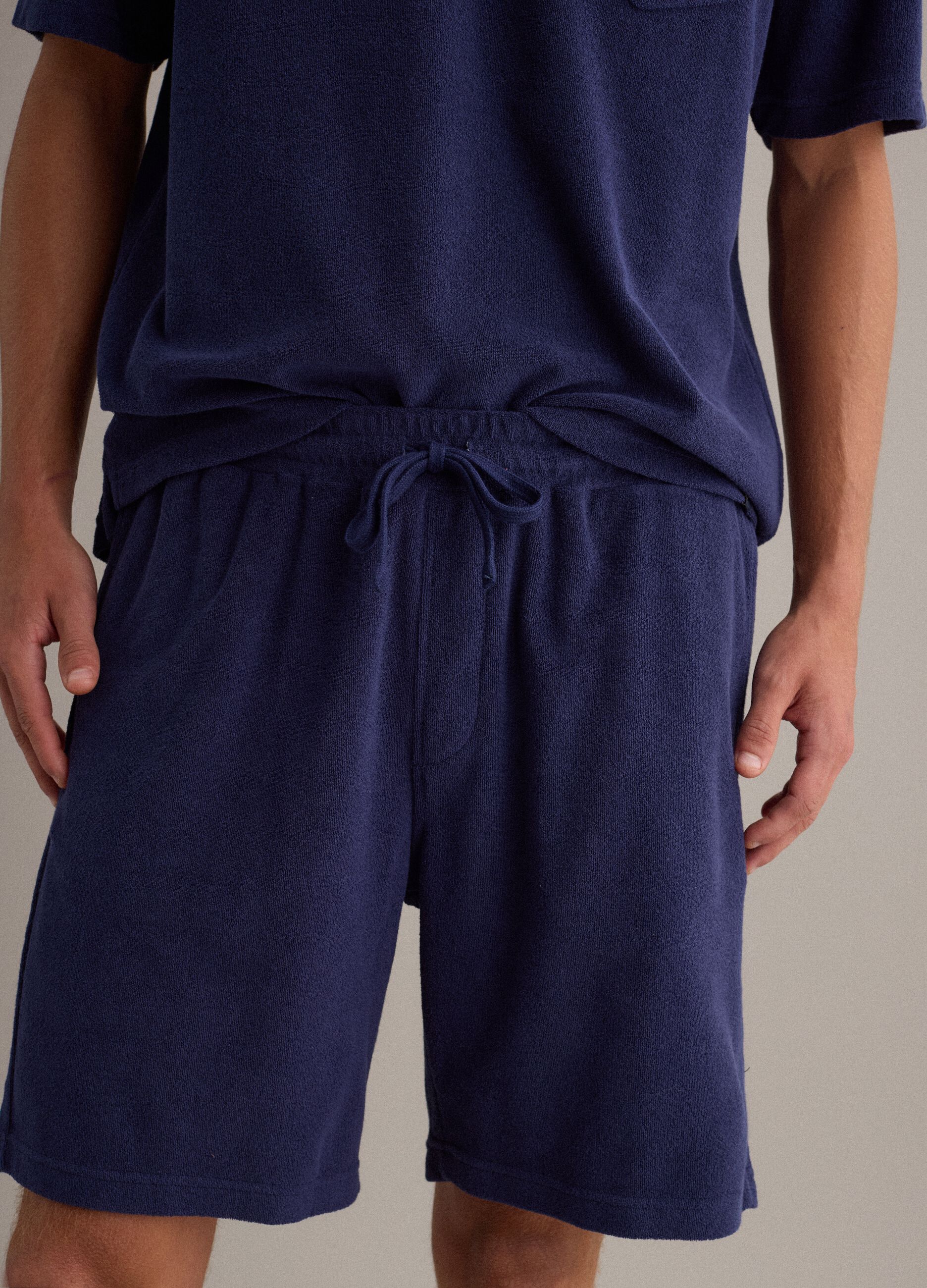 Blue cotton-blend Bermuda shorts