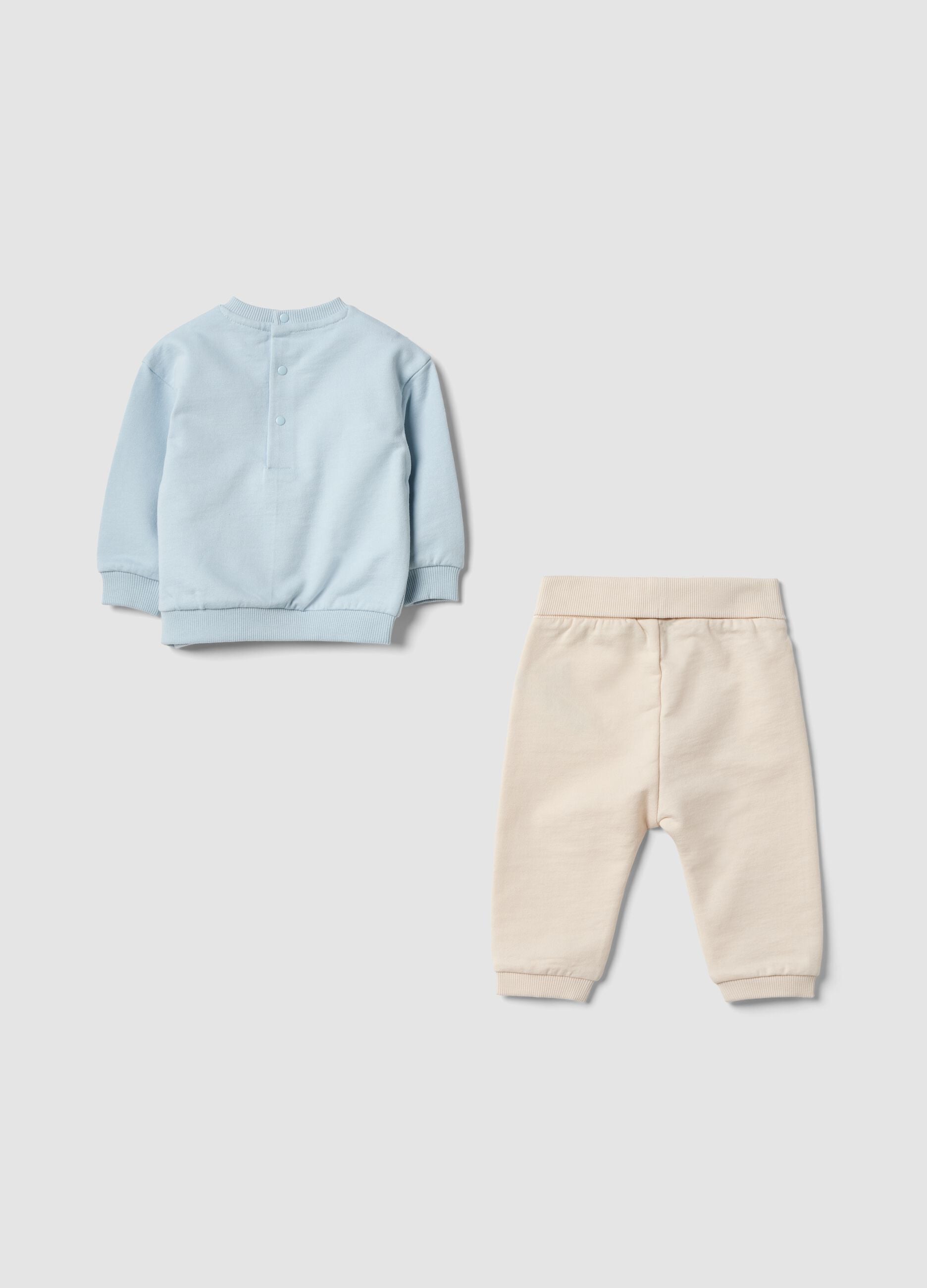 Blue and beige organic cotton baby set