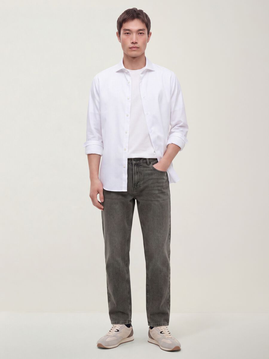 Grey regular-fit jeans in a cotton, lyocell and viscose blend_0