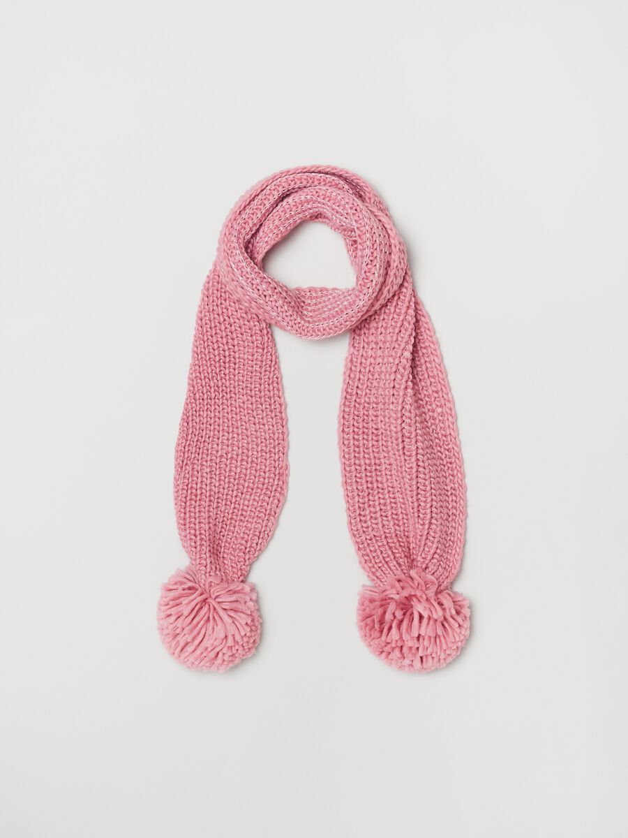 Scarf with pompoms and lurex_0