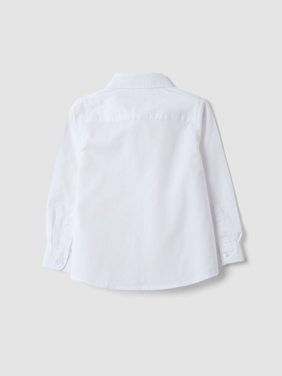 Camicia bianca in puro cotone con collo classico e taschino per bimbo_1