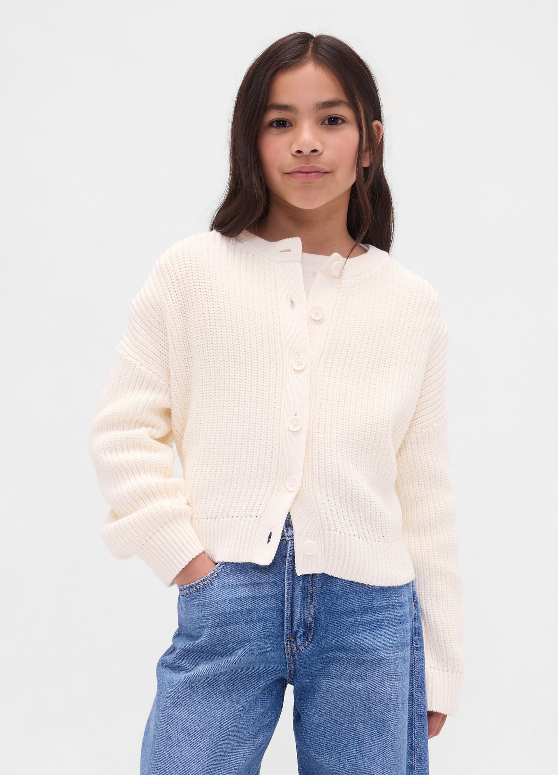 White Cotton Cardigan for Girls