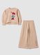 Beige cotton-blend tracksuit with crew neck and Minnie print for girls_0