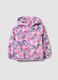 Pink padded rain jacket with hood, zip and Lilo & Stitch print_0