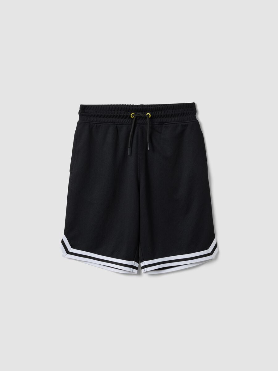 Pantal&oacute;n corto azul con cintura el&aacute;stica y cord&oacute;n ajustable_3