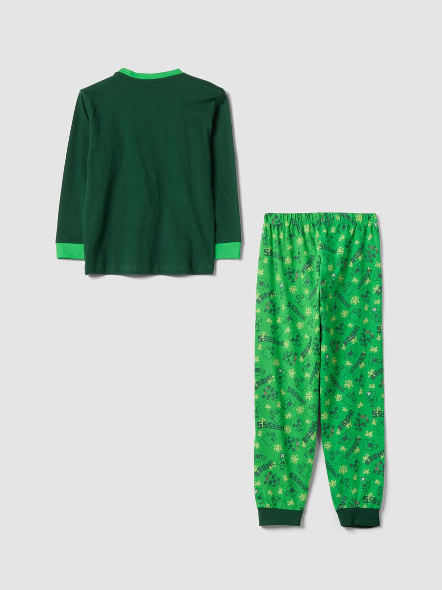 Gr&uuml;ner Pyjama aus reiner Bio-Baumwolle mit Minecraft-Print f&uuml;r Jungen_1