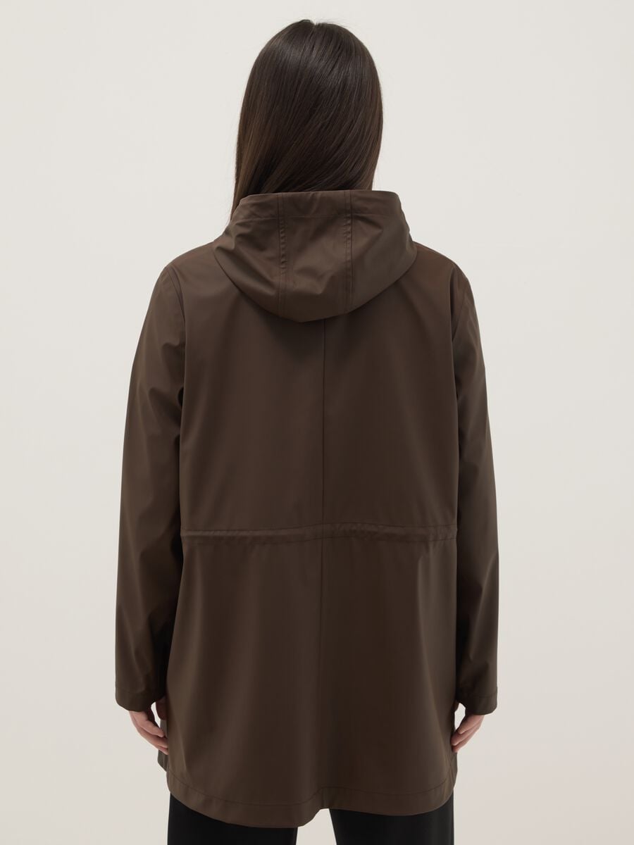 Brown rain jacket regular fit with hood_2
