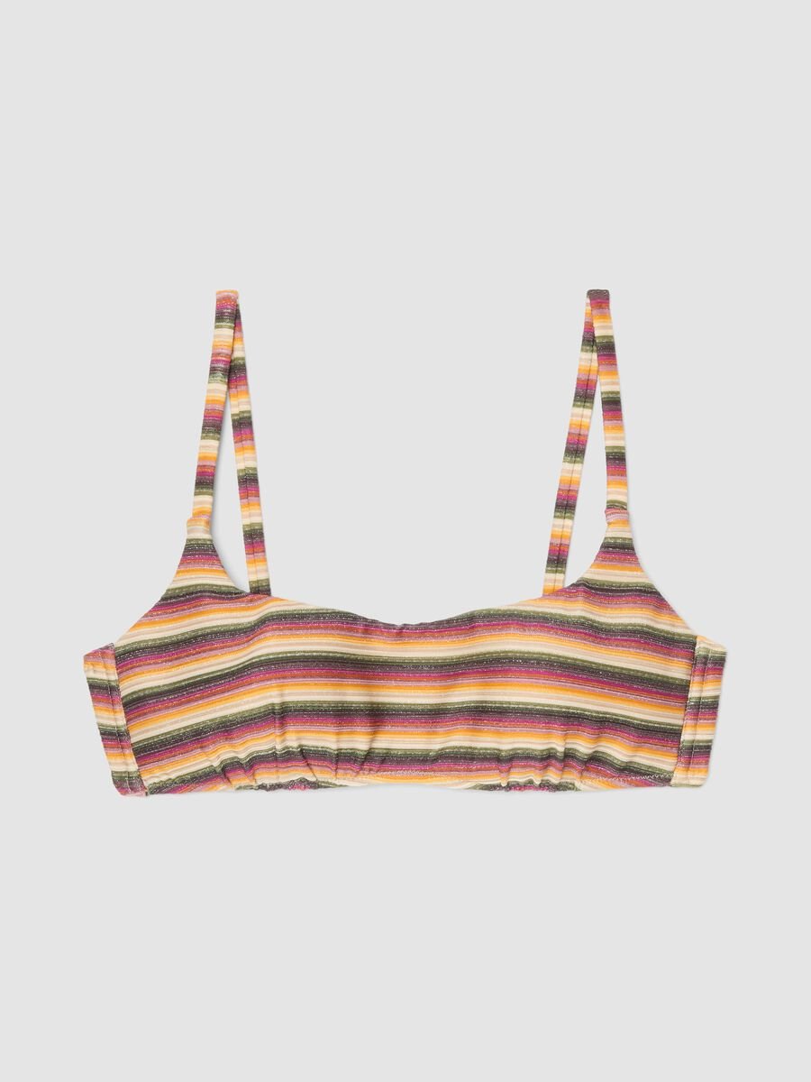 Bralette-Bikini-Top aus elastischem Stoff mit bunten Streifen_4