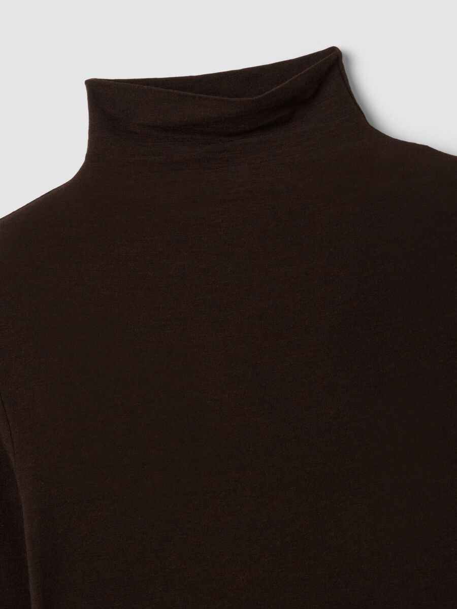 Brown modal and stretch cashmere T-shirt, regular fit_5