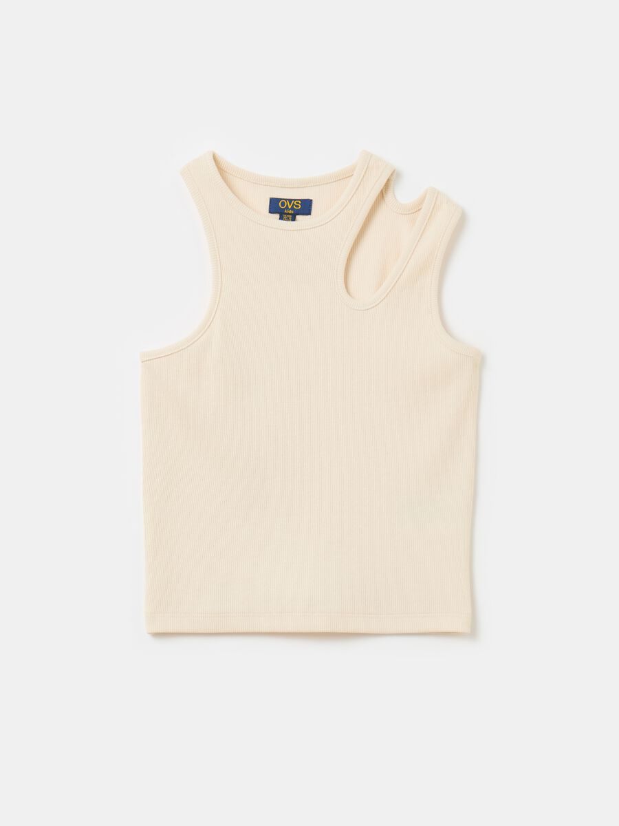 Asymmetric tank top with cut-out detail_0