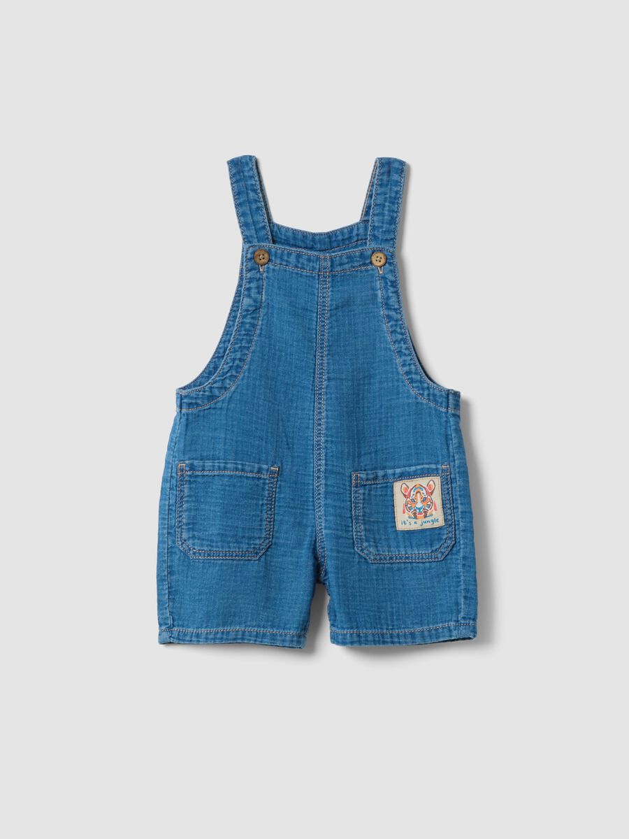 Blue pure cotton short dungarees for baby boy, regular fit_0